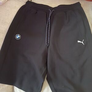 Puma Men's Black Athletic Shorts with BMW Emblem